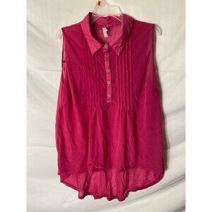XHILERATION WOMENS JUNIORS SIZE 1 PINK TANK TOP SHIRT LONG SHEER TUNIC Small